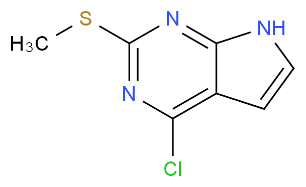 4-chloro-2-(methylsulfanyl)-7H-pyrrolo[2,3-d]pyrimidine_分子结构_CAS_57564-94-0