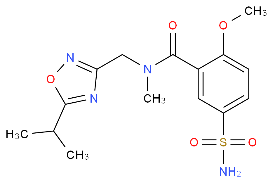 5-(aminosulfonyl)-N-[(5-isopropyl-1,2,4-oxadiazol-3-yl)methyl]-2-methoxy-N-methylbenzamide_分子结构_CAS_)