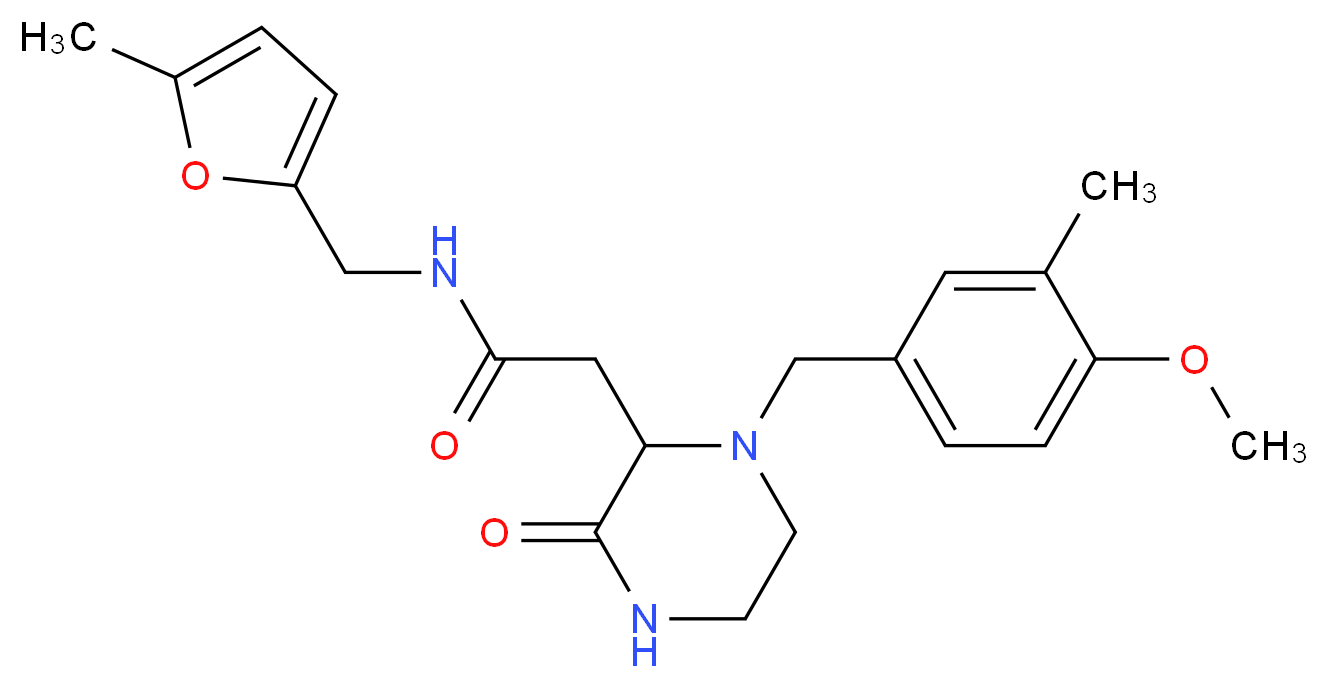 2-[1-(4-methoxy-3-methylbenzyl)-3-oxo-2-piperazinyl]-N-[(5-methyl-2-furyl)methyl]acetamide_分子结构_CAS_)