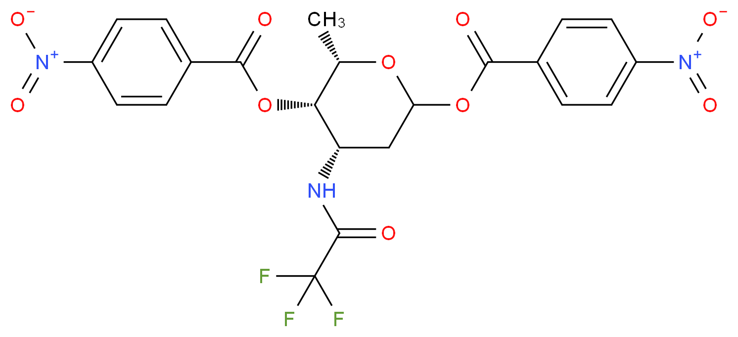 (4S,5S,6S)-6-methyl-5-(4-nitrobenzoyloxy)-4-(trifluoroacetamido)oxan-2-yl 4-nitrobenzoate_分子结构_CAS_52583-22-9