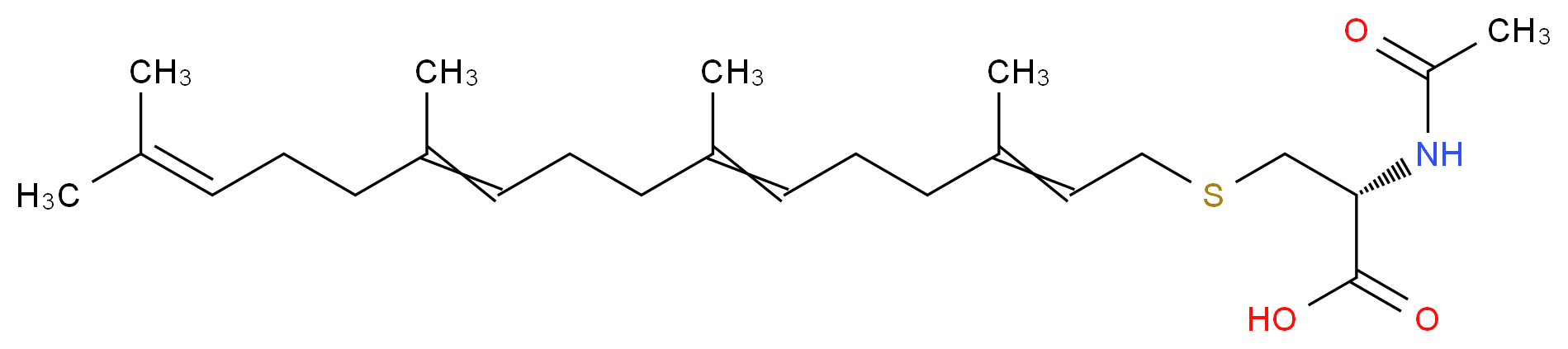 (2R)-2-acetamido-3-[(3,7,11,15-tetramethylhexadeca-2,6,10,14-tetraen-1-yl)sulfanyl]propanoic acid_分子结构_CAS_139332-94-8