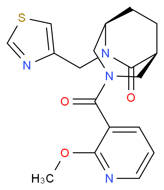 (1S*,5R*)-3-[(2-methoxypyridin-3-yl)carbonyl]-6-(1,3-thiazol-4-ylmethyl)-3,6-diazabicyclo[3.2.2]nonan-7-one_分子结构_CAS_)