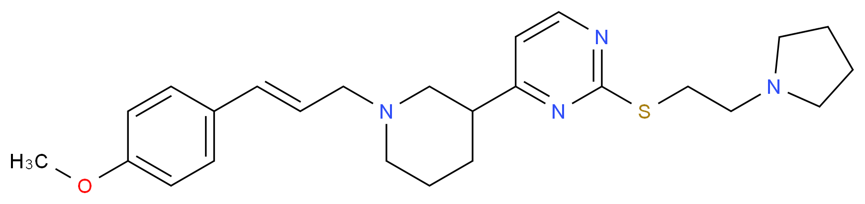 4-{1-[(2E)-3-(4-methoxyphenyl)-2-propen-1-yl]-3-piperidinyl}-2-{[2-(1-pyrrolidinyl)ethyl]thio}pyrimidine_分子结构_CAS_)