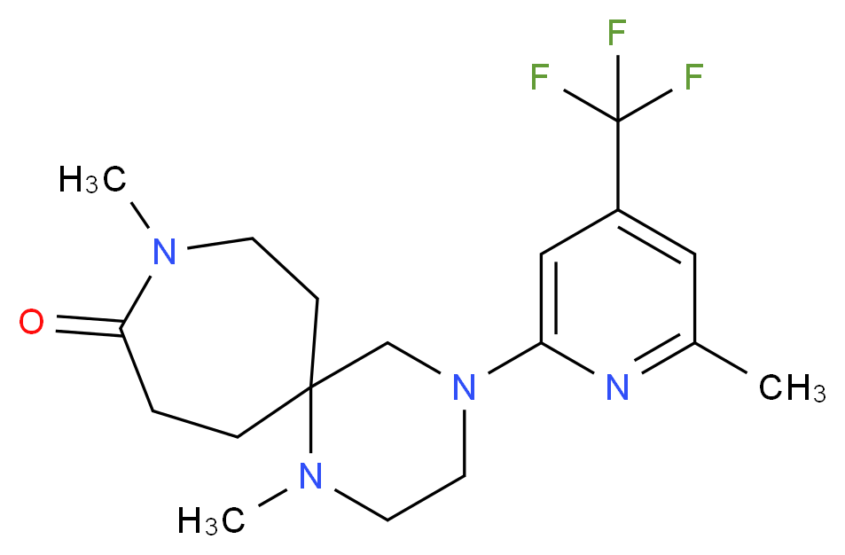 1,9-dimethyl-4-[6-methyl-4-(trifluoromethyl)pyridin-2-yl]-1,4,9-triazaspiro[5.6]dodecan-10-one_分子结构_CAS_)