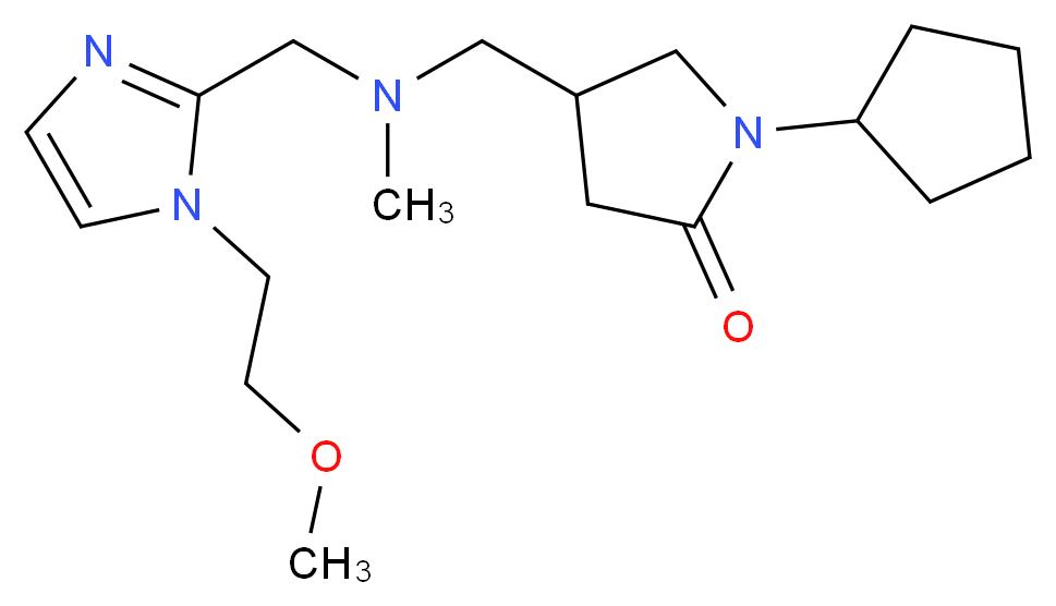 1-cyclopentyl-4-{[{[1-(2-methoxyethyl)-1H-imidazol-2-yl]methyl}(methyl)amino]methyl}pyrrolidin-2-one_分子结构_CAS_)