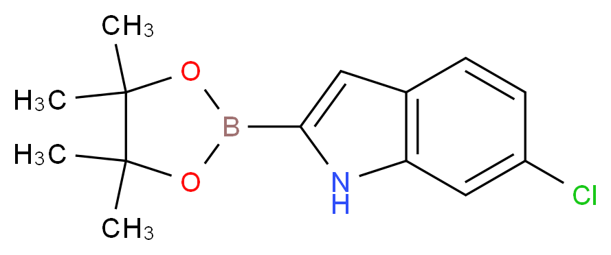6-chloro-2-(tetramethyl-1,3,2-dioxaborolan-2-yl)-1H-indole_分子结构_CAS_912331-84-1
