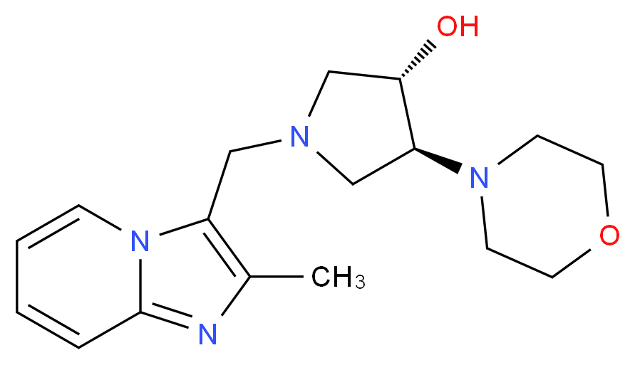 (3S*,4S*)-1-[(2-methylimidazo[1,2-a]pyridin-3-yl)methyl]-4-morpholin-4-ylpyrrolidin-3-ol_分子结构_CAS_)