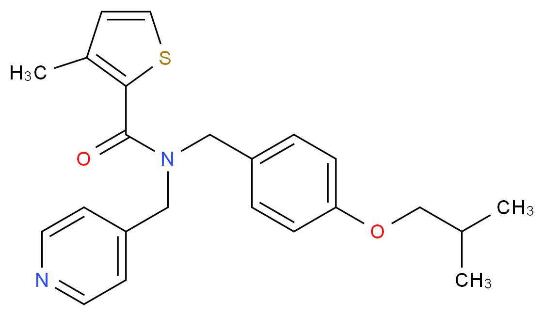 N-(4-isobutoxybenzyl)-3-methyl-N-(4-pyridinylmethyl)-2-thiophenecarboxamide_分子结构_CAS_)