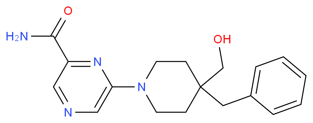 6-[4-benzyl-4-(hydroxymethyl)piperidin-1-yl]pyrazine-2-carboxamide_分子结构_CAS_)