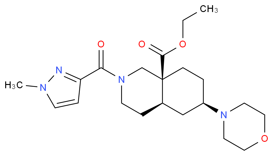 ethyl (4aR*,6R*,8aS*)-2-[(1-methyl-1H-pyrazol-3-yl)carbonyl]-6-(4-morpholinyl)octahydro-8a(1H)-isoquinolinecarboxylate_分子结构_CAS_)