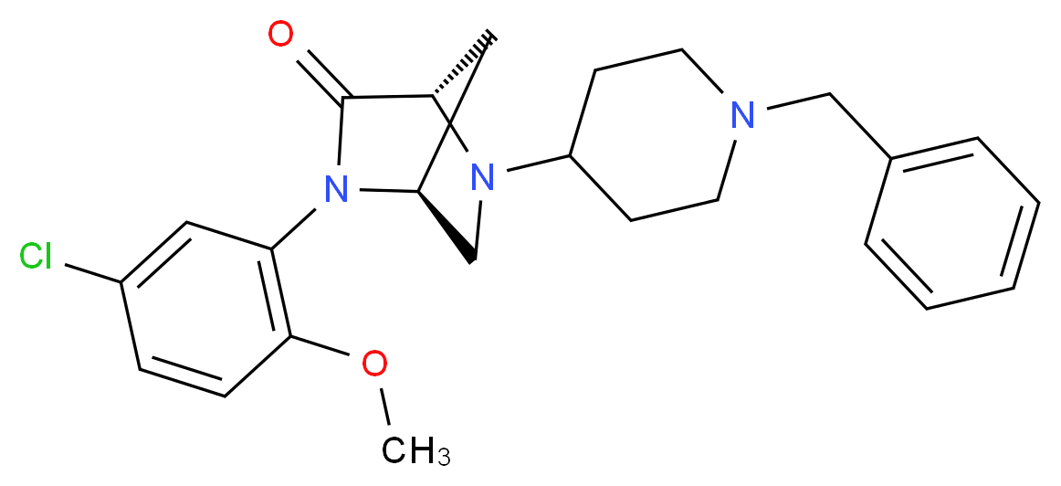 (1S*,4S*)-5-(1-benzyl-4-piperidinyl)-2-(5-chloro-2-methoxyphenyl)-2,5-diazabicyclo[2.2.1]heptan-3-one_分子结构_CAS_)
