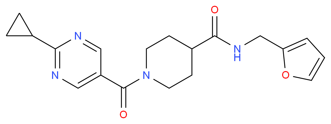 1-[(2-cyclopropylpyrimidin-5-yl)carbonyl]-N-(2-furylmethyl)piperidine-4-carboxamide_分子结构_CAS_)