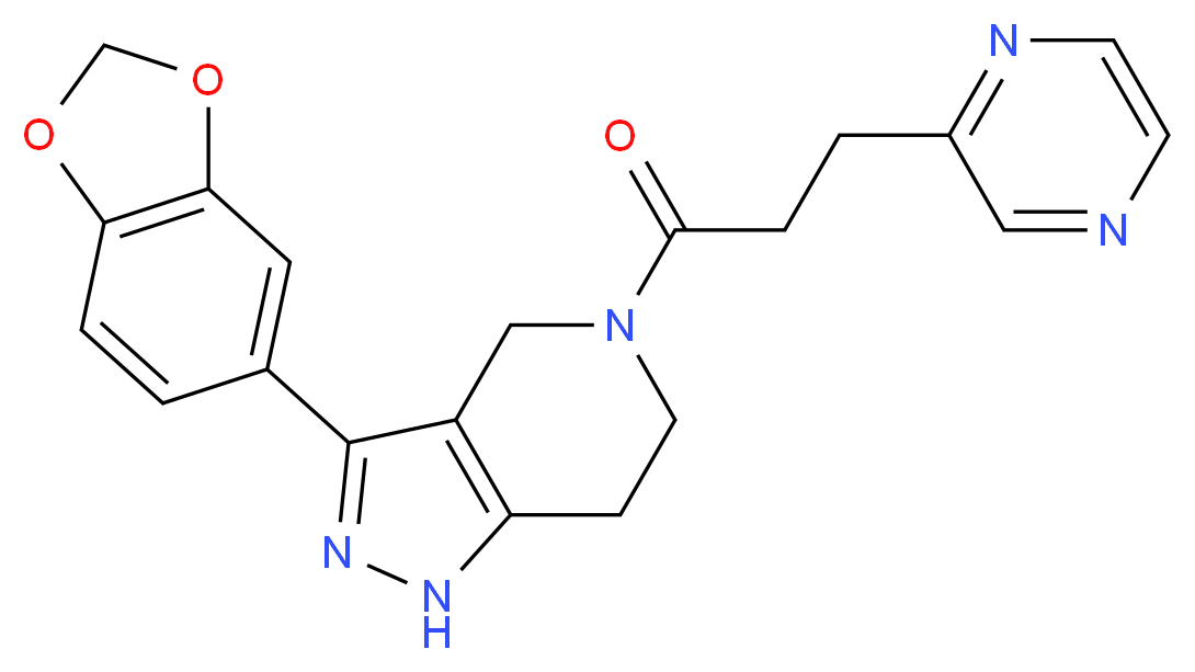 3-(1,3-benzodioxol-5-yl)-5-(3-pyrazin-2-ylpropanoyl)-4,5,6,7-tetrahydro-1H-pyrazolo[4,3-c]pyridine_分子结构_CAS_)