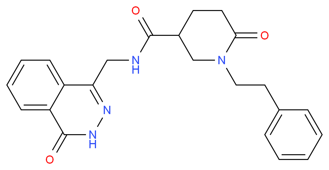 6-oxo-N-[(4-oxo-3,4-dihydro-1-phthalazinyl)methyl]-1-(2-phenylethyl)-3-piperidinecarboxamide_分子结构_CAS_)