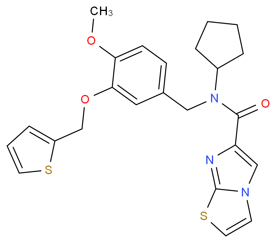N-cyclopentyl-N-[4-methoxy-3-(2-thienylmethoxy)benzyl]imidazo[2,1-b][1,3]thiazole-6-carboxamide_分子结构_CAS_)