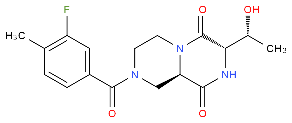 (3S,9aR)-8-(3-fluoro-4-methylbenzoyl)-3-[(1R)-1-hydroxyethyl]tetrahydro-2H-pyrazino[1,2-a]pyrazine-1,4(3H,6H)-dione_分子结构_CAS_)
