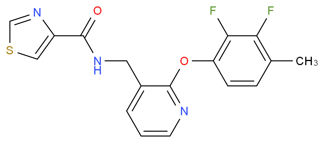 N-{[2-(2,3-difluoro-4-methylphenoxy)-3-pyridinyl]methyl}-1,3-thiazole-4-carboxamide_分子结构_CAS_)
