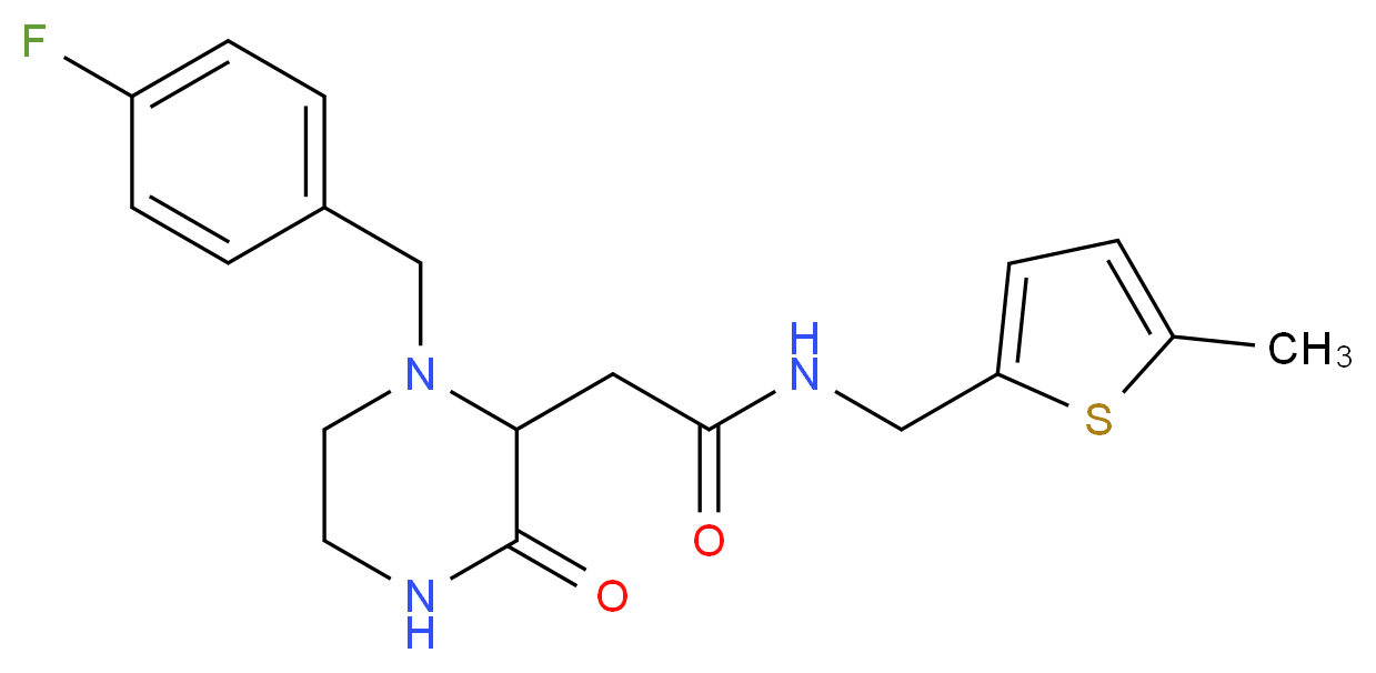 2-[1-(4-fluorobenzyl)-3-oxo-2-piperazinyl]-N-[(5-methyl-2-thienyl)methyl]acetamide_分子结构_CAS_)