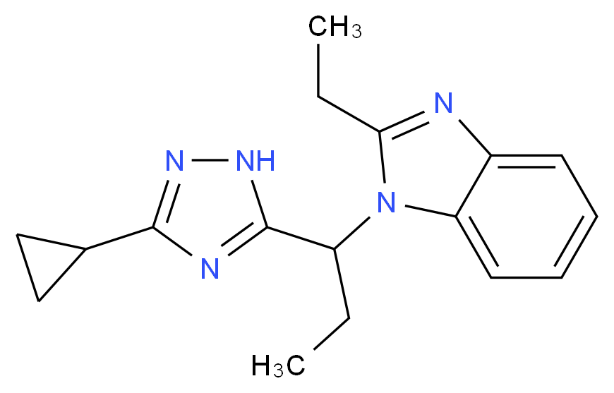 1-[1-(3-cyclopropyl-1H-1,2,4-triazol-5-yl)propyl]-2-ethyl-1H-benzimidazole_分子结构_CAS_)