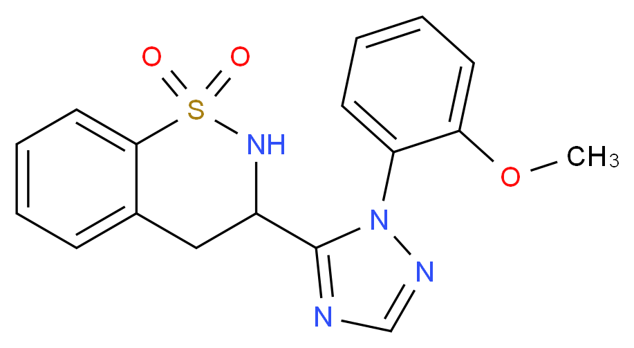 3-[1-(2-methoxyphenyl)-1H-1,2,4-triazol-5-yl]-3,4-dihydro-2H-1,2-benzothiazine 1,1-dioxide_分子结构_CAS_)
