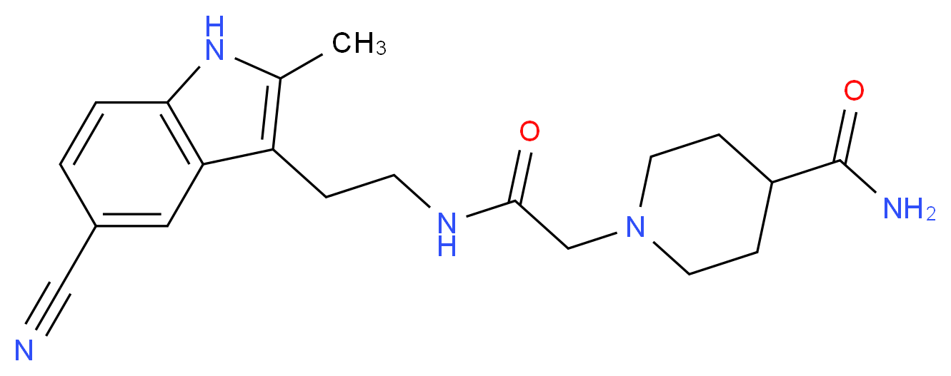 1-(2-{[2-(5-cyano-2-methyl-1H-indol-3-yl)ethyl]amino}-2-oxoethyl)-4-piperidinecarboxamide_分子结构_CAS_)