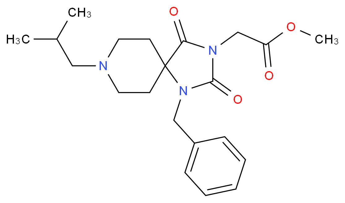methyl (1-benzyl-8-isobutyl-2,4-dioxo-1,3,8-triazaspiro[4.5]dec-3-yl)acetate_分子结构_CAS_)