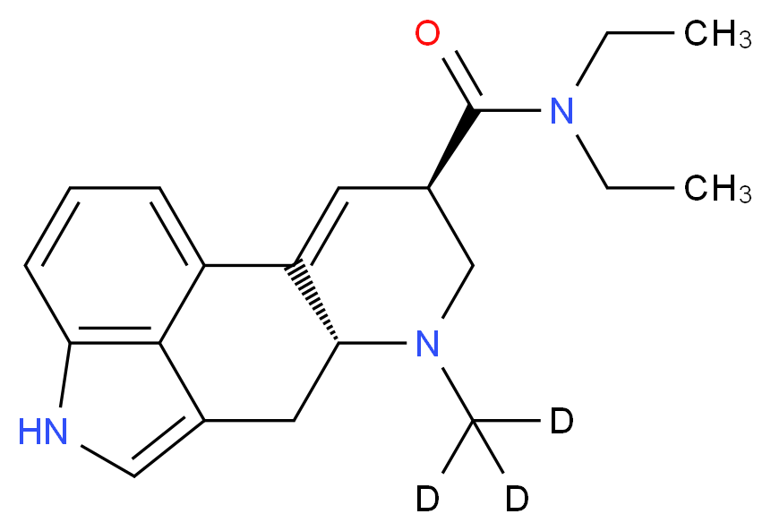 (4R,7R)-N,N-diethyl-6-(<sup>2</sup>H<sub>3</sub>)methyl-6,11-diazatetracyclo[7.6.1.0<sup>2</sup>,<sup>7</sup>.0<sup>1</sup><sup>2</sup>,<sup>1</sup><sup>6</sup>]hexadeca-1(16),2,9,12,14-pentaene-4-carboxamide_分子结构_CAS_136765-38-3