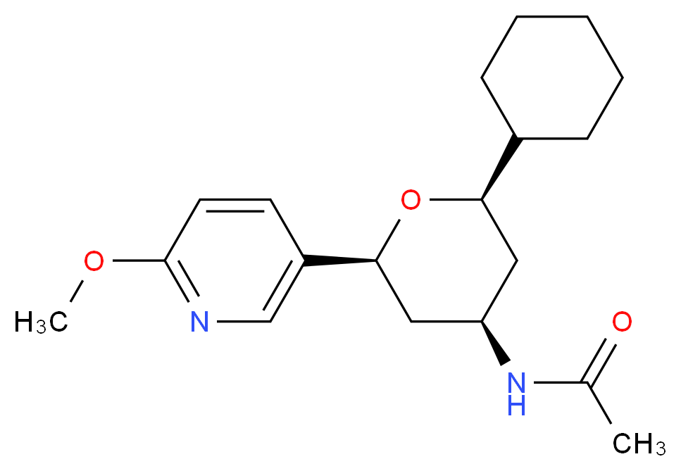 N-[(2R*,4R*,6S*)-2-cyclohexyl-6-(6-methoxypyridin-3-yl)tetrahydro-2H-pyran-4-yl]acetamide_分子结构_CAS_)