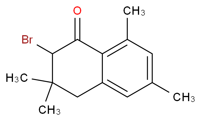 2-Bromo-3,3,6,8-tetramethyl-1,2,3,4-tetrahydronaphthalen-1-one_分子结构_CAS_38157-34-5)