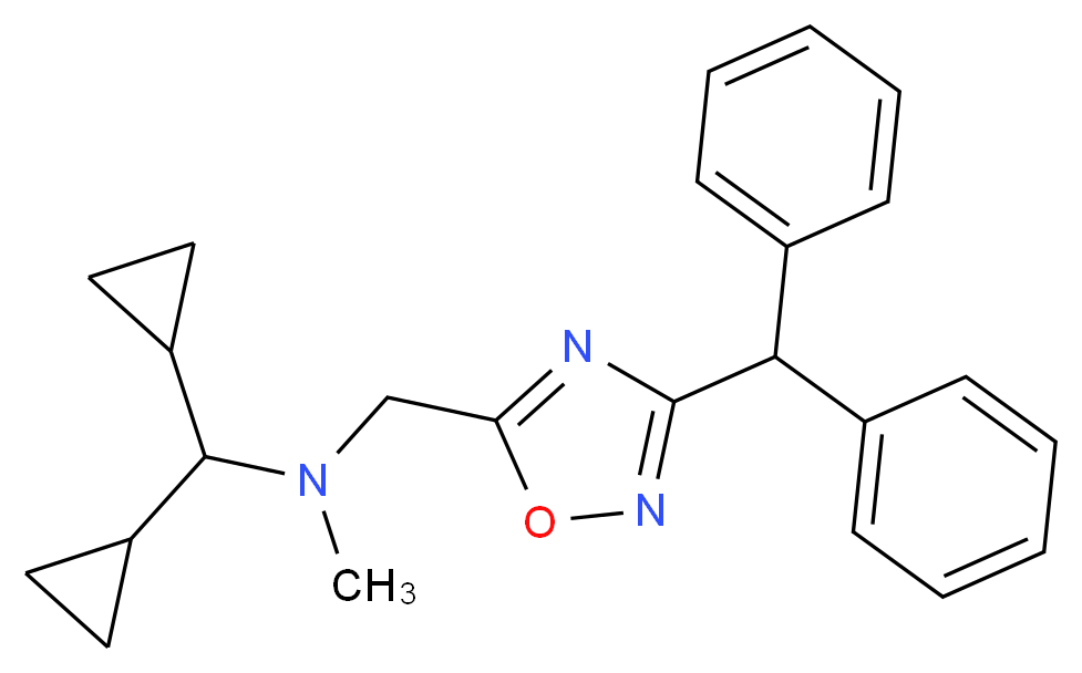 (dicyclopropylmethyl){[3-(diphenylmethyl)-1,2,4-oxadiazol-5-yl]methyl}methylamine_分子结构_CAS_)