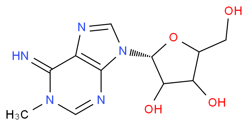 (5R)-2-(hydroxymethyl)-5-(6-imino-1-methyl-6,9-dihydro-1H-purin-9-yl)oxolane-3,4-diol_分子结构_CAS_15763-06-1