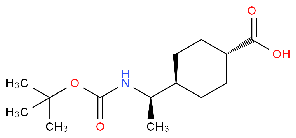 (1R)-trans-4-[N-Boc-1-aminoethyl]cyclohexanecarboxylic Acid (~90% R)_分子结构_CAS_671815-99-9)
