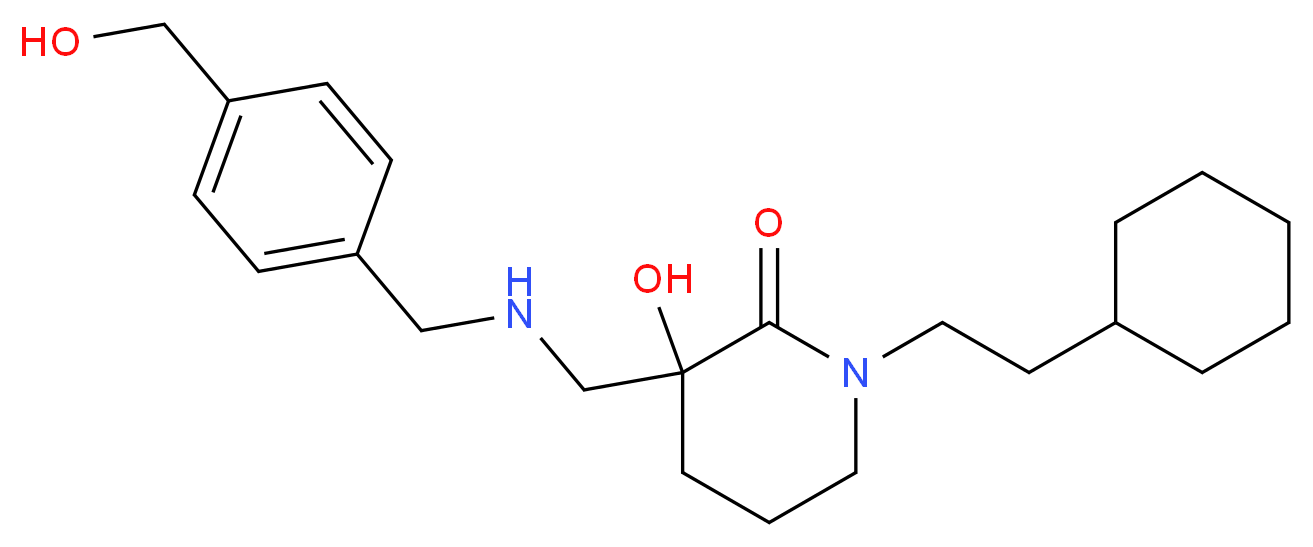 1-(2-cyclohexylethyl)-3-hydroxy-3-({[4-(hydroxymethyl)benzyl]amino}methyl)piperidin-2-one_分子结构_CAS_)