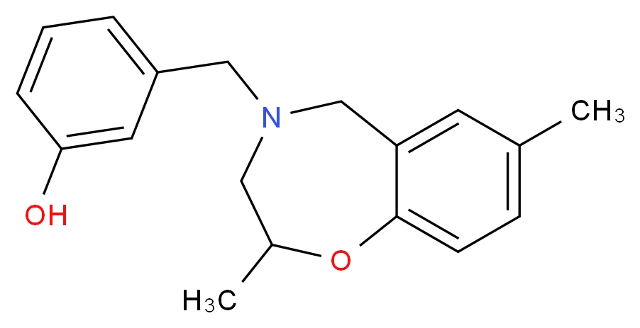 3-[(2,7-dimethyl-2,3-dihydro-1,4-benzoxazepin-4(5H)-yl)methyl]phenol_分子结构_CAS_)