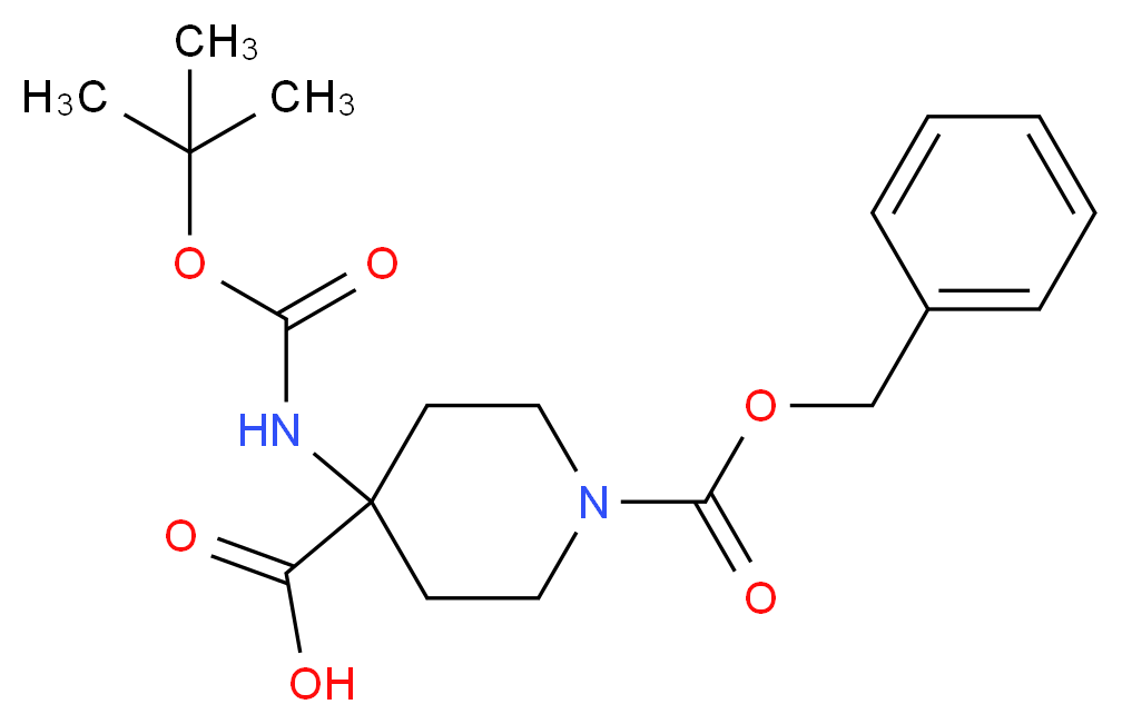 1-[(benzyloxy)carbonyl]-4-{[(tert-butoxy)carbonyl]amino}piperidine-4-carboxylic acid_分子结构_CAS_252720-32-4