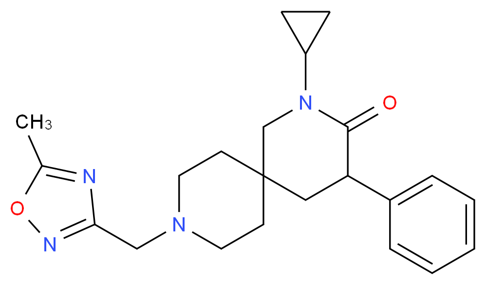 2-cyclopropyl-9-[(5-methyl-1,2,4-oxadiazol-3-yl)methyl]-4-phenyl-2,9-diazaspiro[5.5]undecan-3-one_分子结构_CAS_)
