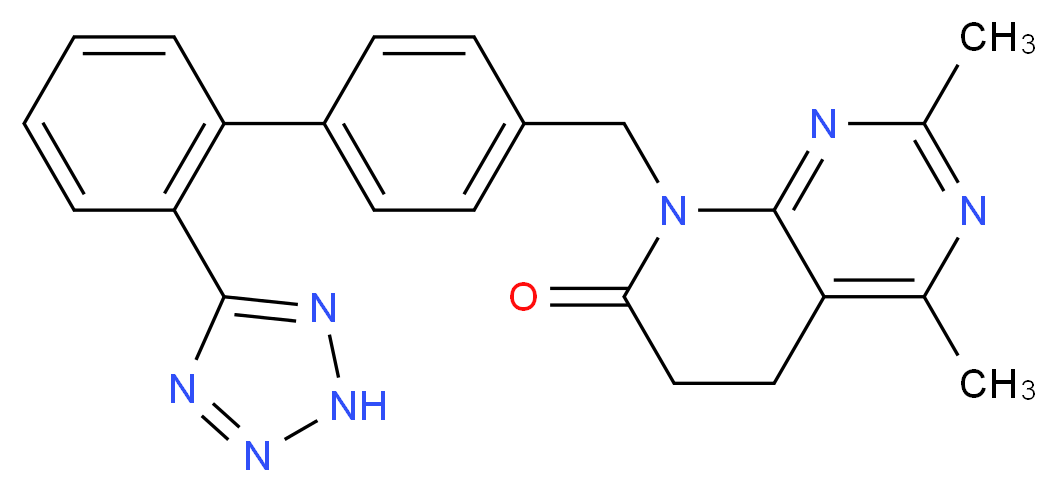 2,4-dimethyl-8-({4-[2-(2H-1,2,3,4-tetrazol-5-yl)phenyl]phenyl}methyl)-5H,6H,7H,8H-pyrido[2,3-d]pyrimidin-7-one_分子结构_CAS_145733-36-4