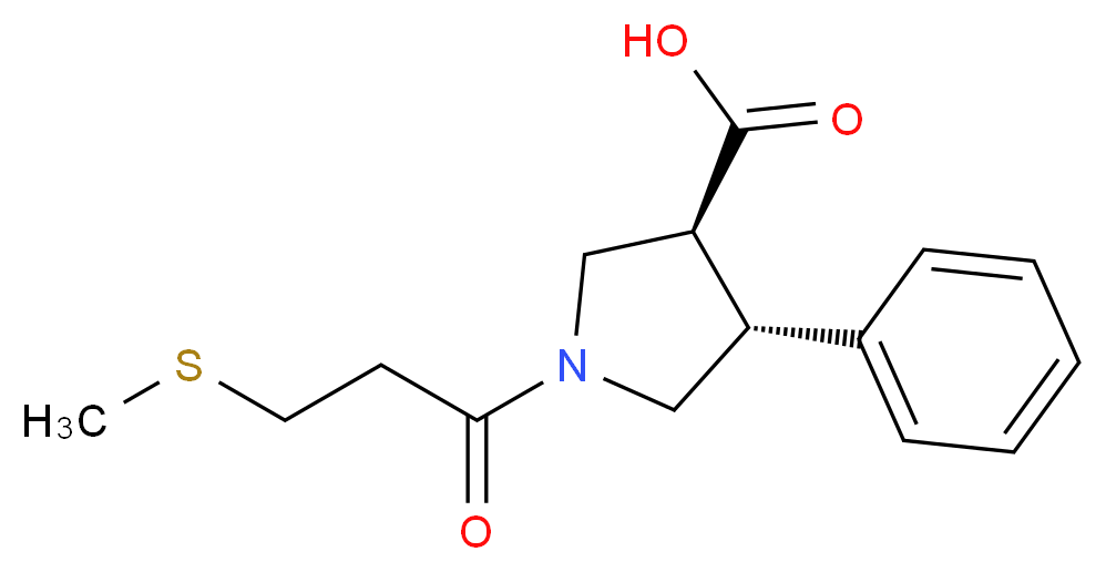 (3S*,4R*)-1-[3-(methylthio)propanoyl]-4-phenylpyrrolidine-3-carboxylic acid_分子结构_CAS_)