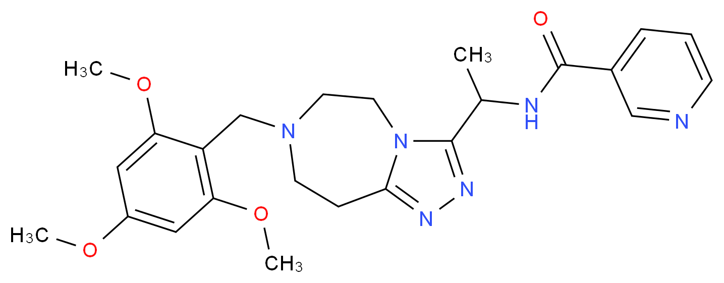 N-{1-[7-(2,4,6-trimethoxybenzyl)-6,7,8,9-tetrahydro-5H-[1,2,4]triazolo[4,3-d][1,4]diazepin-3-yl]ethyl}nicotinamide_分子结构_CAS_)