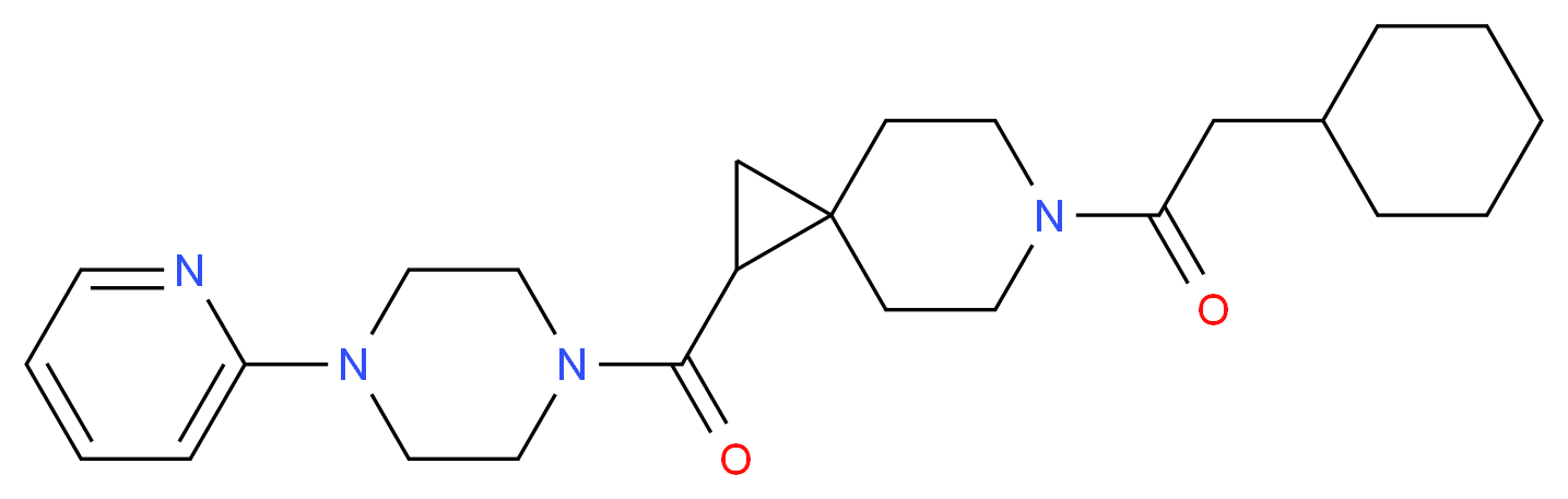 6-(cyclohexylacetyl)-1-{[4-(2-pyridinyl)-1-piperazinyl]carbonyl}-6-azaspiro[2.5]octane_分子结构_CAS_)