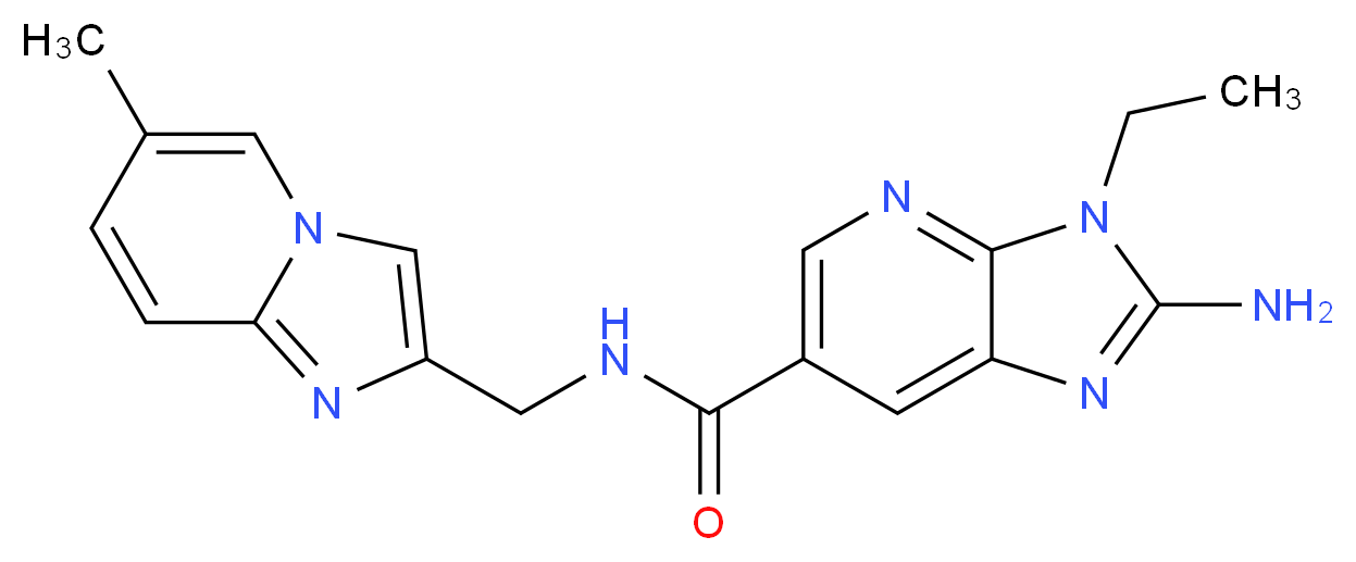 2-amino-3-ethyl-N-[(6-methylimidazo[1,2-a]pyridin-2-yl)methyl]-3H-imidazo[4,5-b]pyridine-6-carboxamide_分子结构_CAS_)