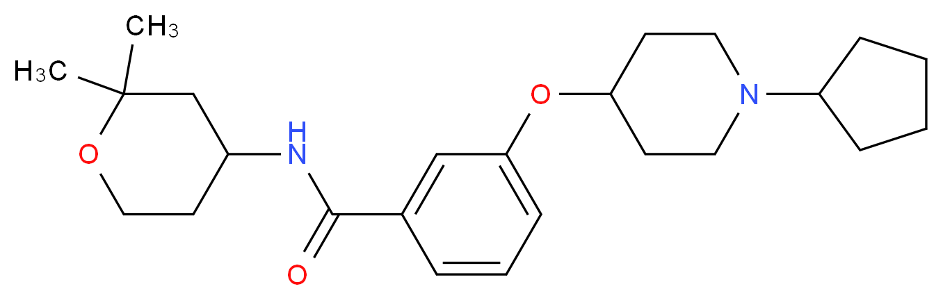 3-[(1-cyclopentyl-4-piperidinyl)oxy]-N-(2,2-dimethyltetrahydro-2H-pyran-4-yl)benzamide_分子结构_CAS_)