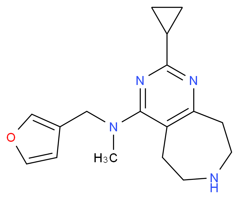 2-cyclopropyl-N-(3-furylmethyl)-N-methyl-6,7,8,9-tetrahydro-5H-pyrimido[4,5-d]azepin-4-amine_分子结构_CAS_)