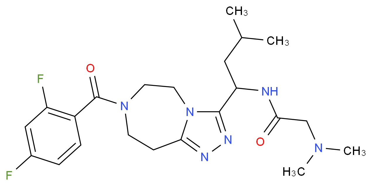 N~1~-{1-[7-(2,4-difluorobenzoyl)-6,7,8,9-tetrahydro-5H-[1,2,4]triazolo[4,3-d][1,4]diazepin-3-yl]-3-methylbutyl}-N~2~,N~2~-dimethylglycinamide_分子结构_CAS_)