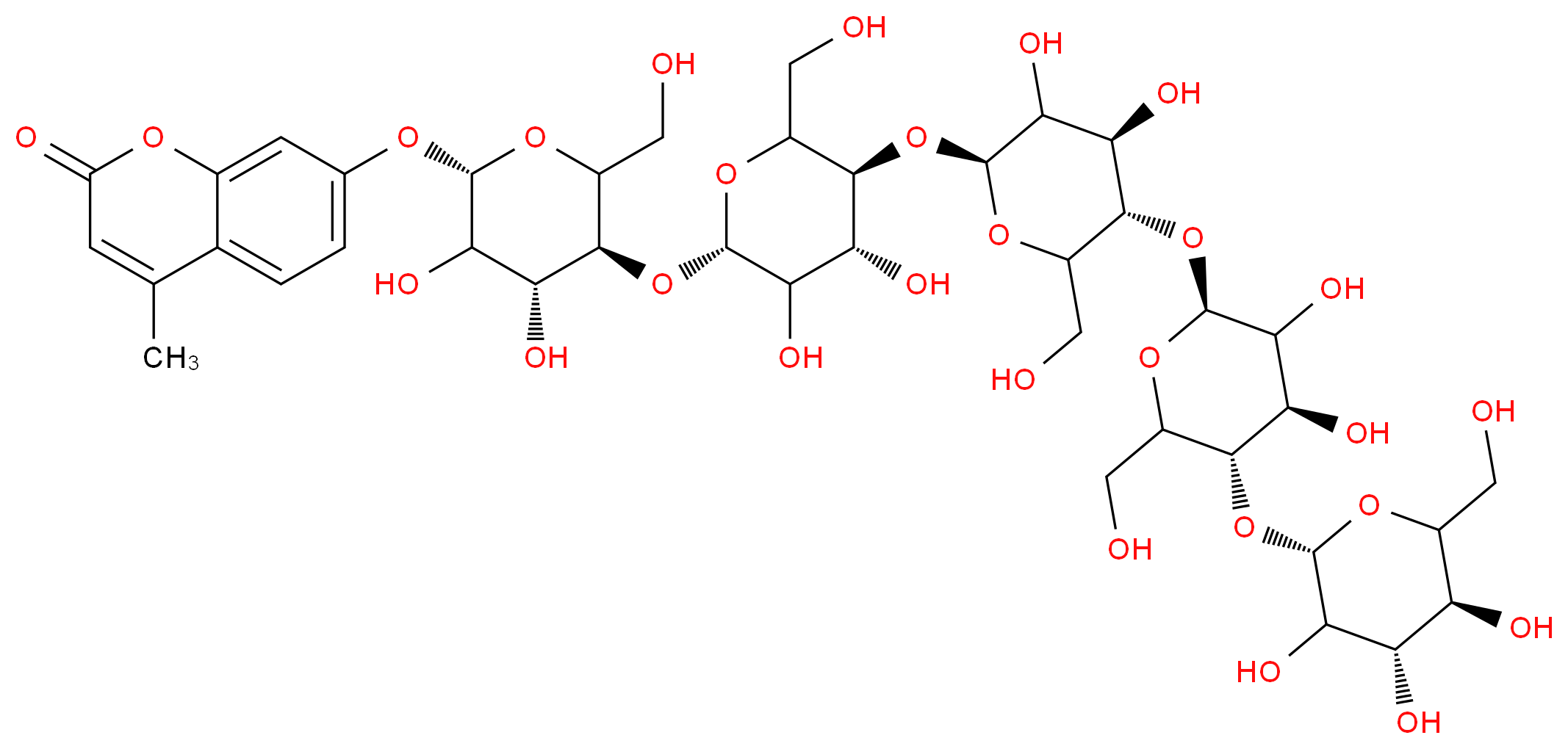 7-{[(2S,4R,5S)-5-{[(2S,4R,5S)-5-{[(2S,4R,5S)-5-{[(2S,4R,5S)-3,4-dihydroxy-6-(hydroxymethyl)-5-{[(2S,4S,5S)-3,4,5-trihydroxy-6-(hydroxymethyl)oxan-2-yl]oxy}oxan-2-yl]oxy}-3,4-dihydroxy-6-(hydroxymethyl)oxan-2-yl]oxy}-3,4-dihydroxy-6-(hydroxymethyl)oxan-2-yl]oxy}-3,4-dihydroxy-6-(hydroxymethyl)oxan-2-yl]oxy}-4-methyl-2H-chromen-2-one_分子结构_CAS_84325-20-2