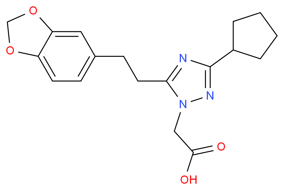 {5-[2-(1,3-benzodioxol-5-yl)ethyl]-3-cyclopentyl-1H-1,2,4-triazol-1-yl}acetic acid_分子结构_CAS_)