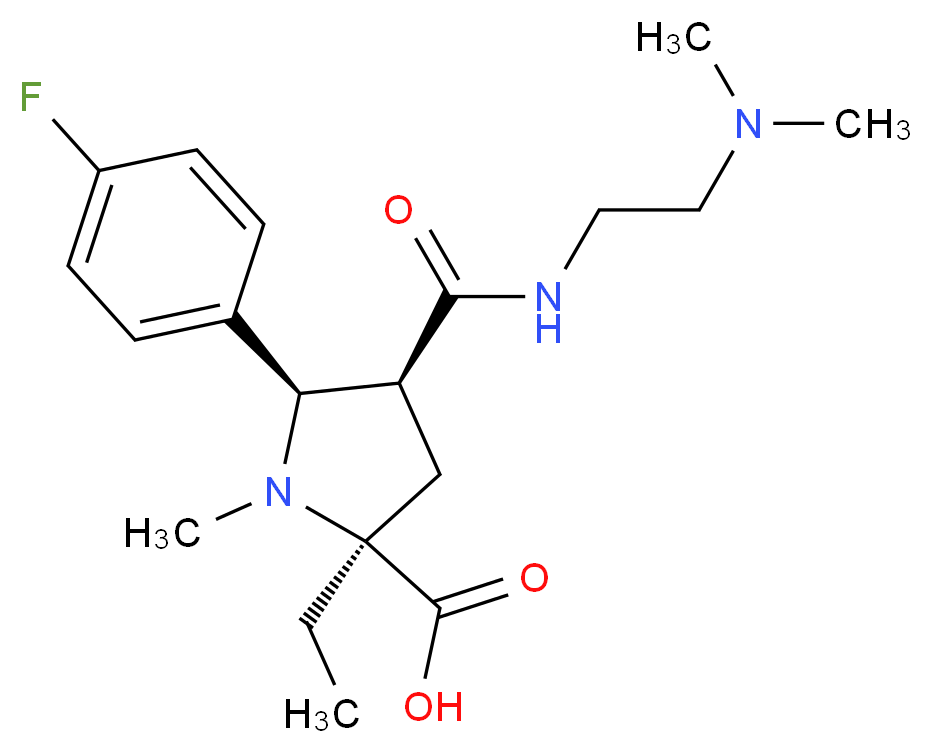 (2S*,4S*,5R*)-4-({[2-(dimethylamino)ethyl]amino}carbonyl)-2-ethyl-5-(4-fluorophenyl)-1-methylpyrrolidine-2-carboxylic acid_分子结构_CAS_)