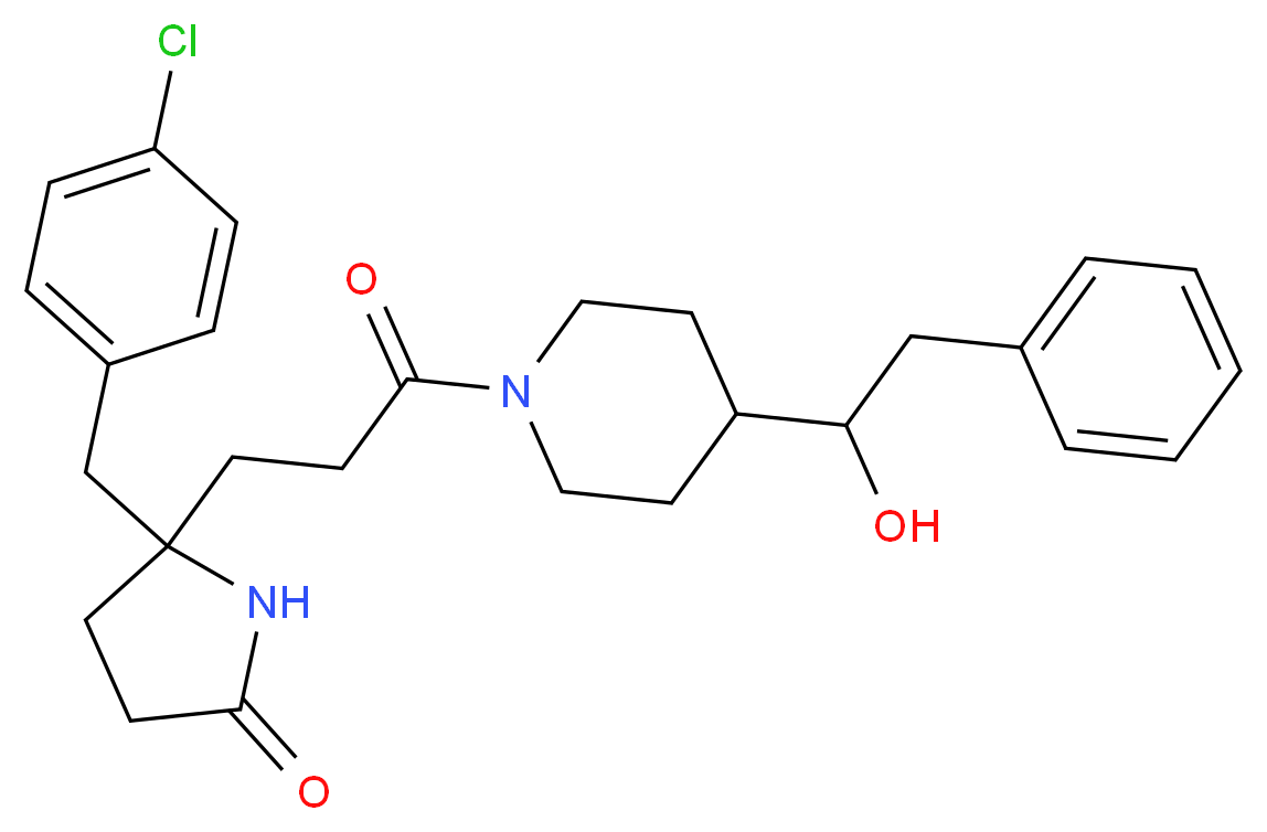 5-(4-chlorobenzyl)-5-{3-[4-(1-hydroxy-2-phenylethyl)-1-piperidinyl]-3-oxopropyl}-2-pyrrolidinone_分子结构_CAS_)
