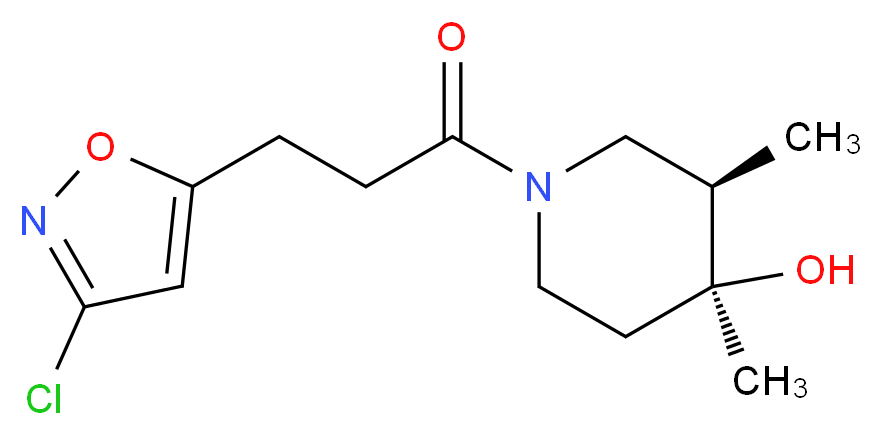 (3R*,4S*)-1-[3-(3-chloro-5-isoxazolyl)propanoyl]-3,4-dimethyl-4-piperidinol_分子结构_CAS_)