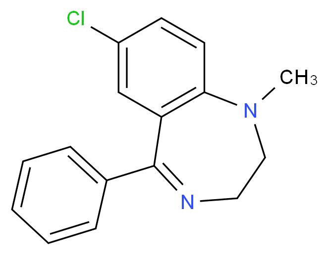 7-chloro-1-methyl-5-phenyl-2,3-dihydro-1H-1,4-benzodiazepine_分子结构_CAS_2898-12-6